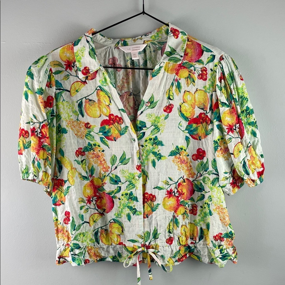 LC Lauren Conrad Fruit Print Top Size XL